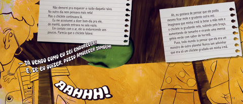 Chiclete grudado embaixo da mesa